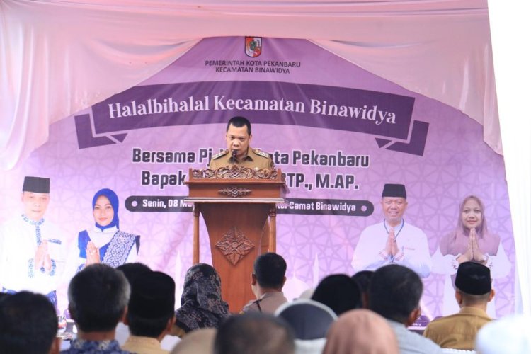 Halal Bi Halal Di Kecamatan Binawidya, Pj Walikota  Ajak Semua Pihak Bersinergi Membangun Kota Pekanbaru