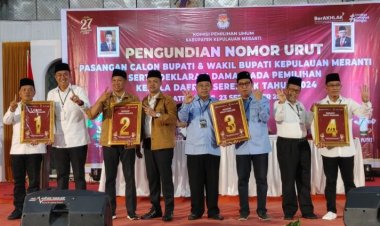 Gelar Rapat Pleno, KPU Kepulauan Meranti Tetapkan Nomor Urut Pasangan Calon Bupati Dan Wakil Bupati Periode 2024 - 2029
