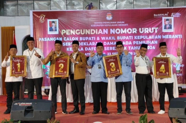 Gelar Rapat Pleno, KPU Kepulauan Meranti Tetapkan Nomor Urut Pasangan Calon Bupati Dan Wakil Bupati Periode 2024 - 2029