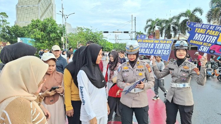 Jelang Pilkada 2024, Tim Cooling System Dirlantas Polda Riau Gencar Edukasi Pengunjung Car Free Day