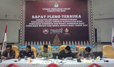 Rampungkan Hasil Rekapitulasi Suara, KPU Tetapkan Pasangan Afni Zulkifli - Syamsurizal Pemenang Pilkada 2024 Kabupaten Siak