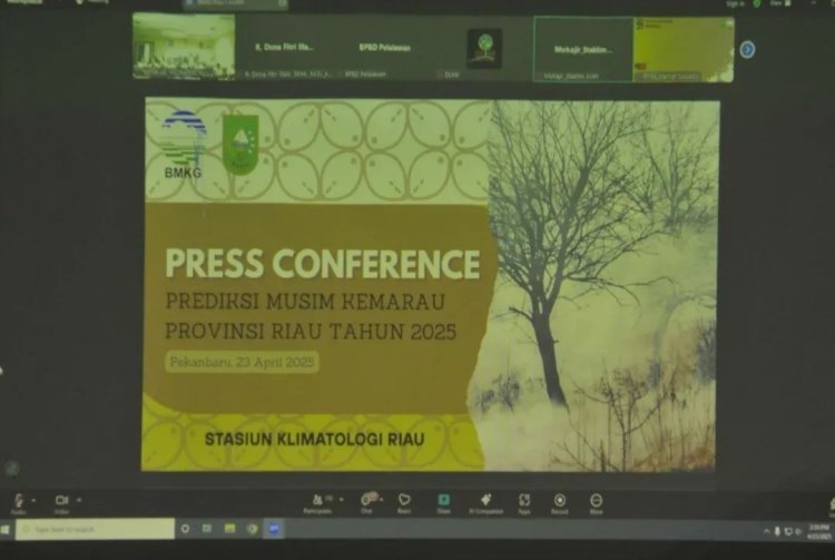 Provinsi Riau Gelar Konferensi Pers Prediksi Musim Kemarau Tahun 2025, Pj Sekda Inhu Tetap Hadir Walaupun Via Zoom Meeting