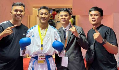 Buffon Yulianto Sinaga Sumbang Emas, Target Medali FORKI Riau Di Kejurnas Karate Tercapai