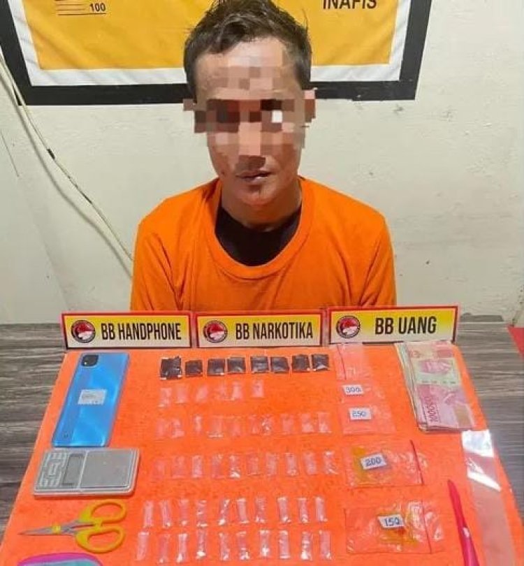 Satresnarkoba Polres Inhil Bekuk Pengedar Sabu di Tembilahan Hulu, 61 Paket Diamankan