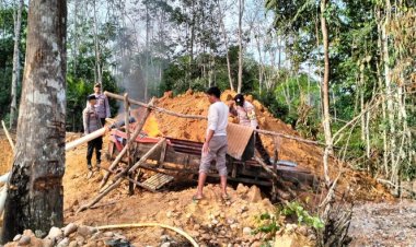 Sidak Lokasi PETI Di Hulu Kuantan, Polisi Temukan Rakit Tanpa Pelaku