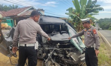 Kecelakaan Maut Di Jalan Lintas Timur KM 123 Pelalawan, Pengemudi Pick-Up Asal Pekanbaru Tewas Di Tempat