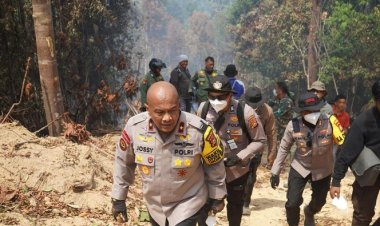 Karhutla Terjadi Di Desa Menaming, Wakapolda Dan Bupati Rohul Pimpin Langsung Pemadaman Api
