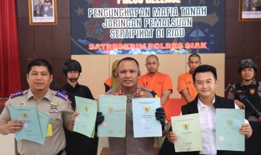Bongkar Sindikat Pemalsu Sertifikat Tanah, Polres Siak Amankan 3 Orang Pelaku