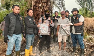 Buang Puntung Rokok Sembarangan, Polsek Bangko Amankan Pria Pemicu Kebakaran Lahan Satu Hektare