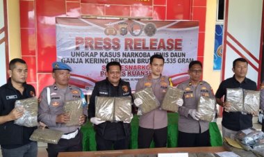 Bongkar Jaringan Lintas Kabupaten, Polres Kuansing Sita 22,5 Kg Ganja Kering