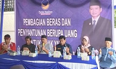 Tebar Kepedulian Jelang Ramadhan, Ketua Fraksi NasDem DPRD Pekanbaru Salurkan 80 Karung Beras Dan Santuni Anak Yatim