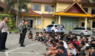 Sasar Balap Liar Di HR Soebrantas, Operasi Asmara Subuh Polresta Pekanbaru Jaring 62 Anak Dibawah Umur