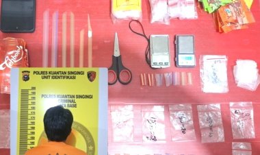 Bongkar Peredaran Narkoba Di Kuantan Tengah, Polres Kuansing Sita 9,42 Gram Sabu