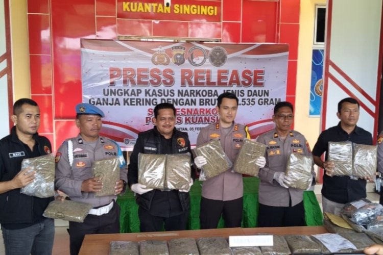 Bongkar Jaringan Lintas Kabupaten, Polres Kuansing Sita 22,5 Kg Ganja Kering