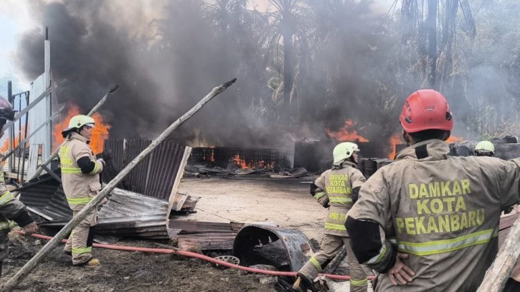 Diduga Korsleting Listrik, Gudang Bibit Sawit Dan Solar Di Pekanbaru Terbakar Hebat