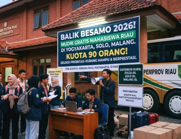 Gelar Program Balek Besamo, Pemprov Riau Sediakan 4 Bus Mudik Gratis Untuk Mahasiswa Dari Pulau Jawa