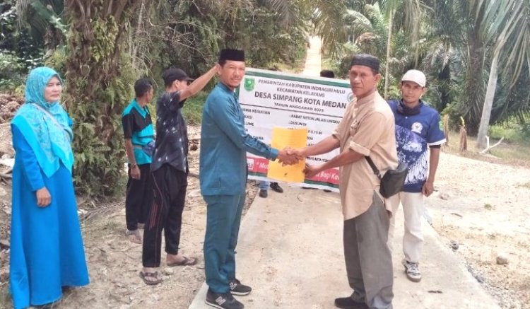 Bangun Jalan Semenisasi Di Kelayang, Pemdes Simpang Kota Medan Gelontorkan Dana Desa Rp54 Juta