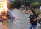 Berantas PETI Di Sentajo Raya, Polsek Benai Bakar 1 Unit Rakit Setingkai