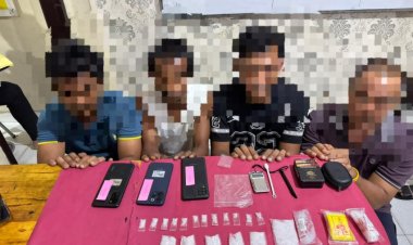 Terlibat Peredaran Sabu 48,4 Gram, Polres Siak Amankan Oknum Kades Langkai Beserta 3 Rekan Lainnya