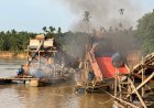 Tertibkan PETI Di Sungai Kuantan, Polsek Cerenti Musnahkan 5 Rakit Dompeng