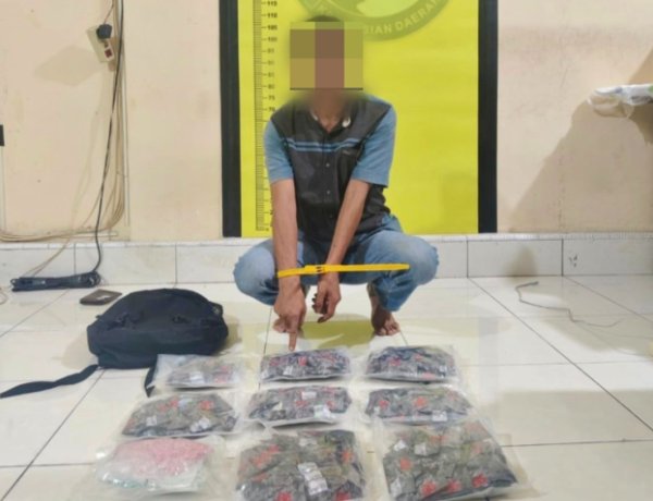 Bongkar Jaringan Narkoba Lintas Daerah, Polda Riau Ringkus Kurir Bawa 933 Butir Ekstasi Dan 300 Pot Getar