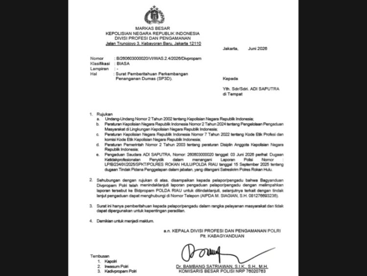 Dugaan Pelanggaran SOP Penyidikan, Kuasa Hukum PT Agung Automall Adukan Penyidik Polres Rohul Ke Divpropam Polri