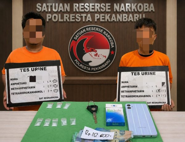 Bongkar Peredaran Narkoba Lewat Undercover Buy, Polresta Pekanbaru Amankan Dua Pria Di Kampung Terendam