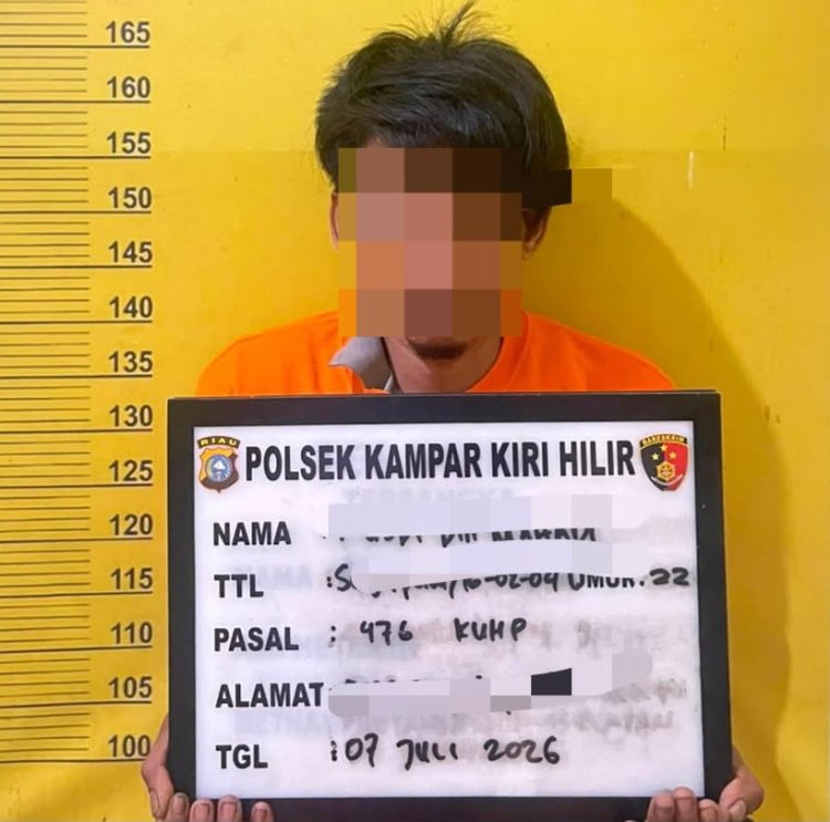 Curi Motor Buruh Sawit Di Kebun, Polsek Kampar Kiri Hilir Ringkus Pelaku Dalam Hitungan Jam