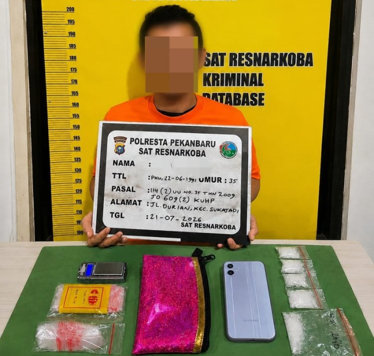Bongkar Peredaran Narkoba Di Jalan Durian, Polresta Pekanbaru Sita 24,23 Gram Sabu