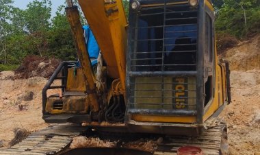 Bongkar Tambang Galian C Ilegal Di Kerumutan, Polres Pelalawan Sita Excavator Komatsu
