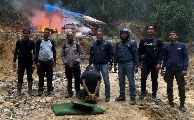Bongkar PETI Di Kampar Kiri Hulu, Polisi Amankan Operator Ekskavator